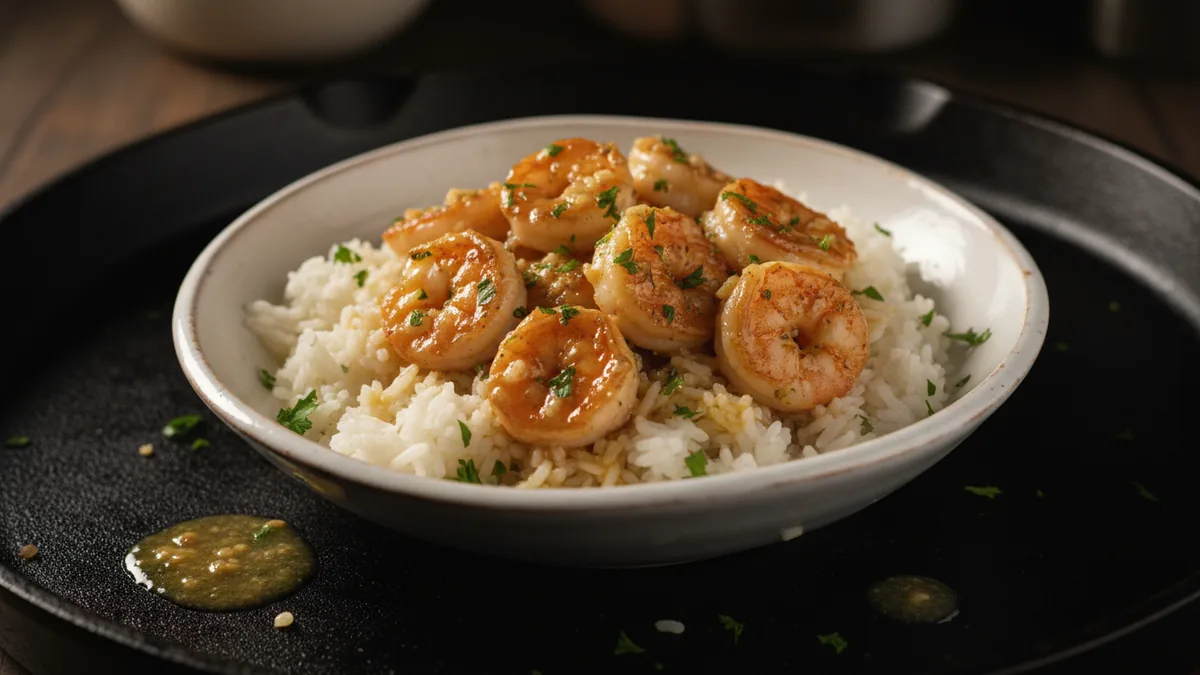 Garlic Butter Shrimp over Rice