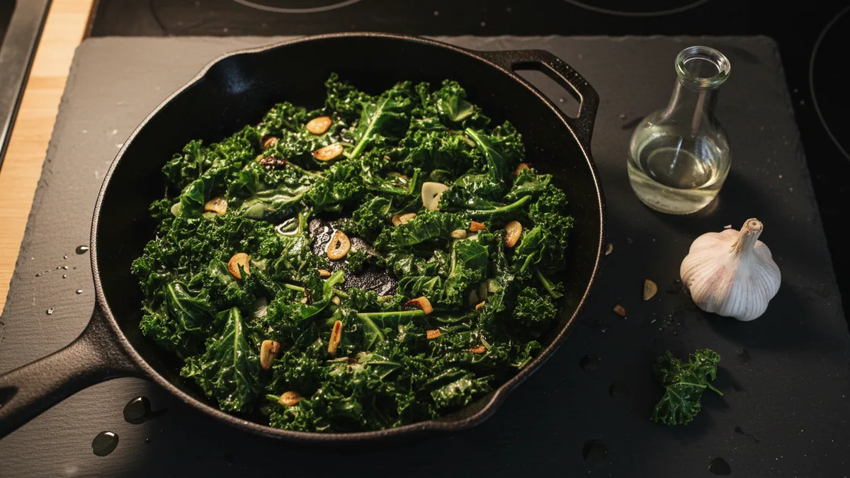 Skillet Dark Greens with Garlic and Olive Oil