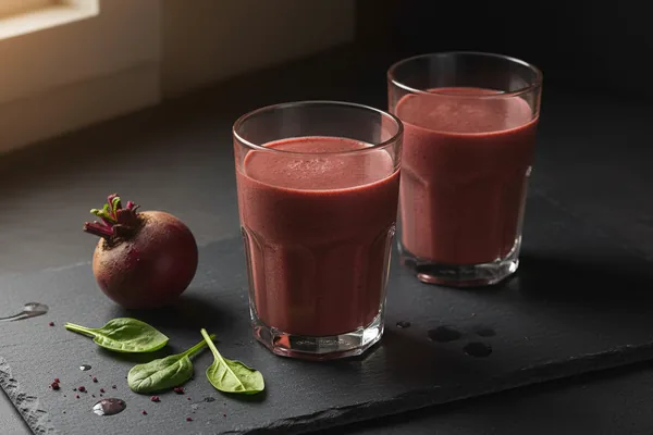 Beet Cocoa Smoothie with Spinach and Pomegranate