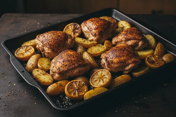 Sheet Pan Chicken Thighs with Lemon and Potatoes — Weeknight