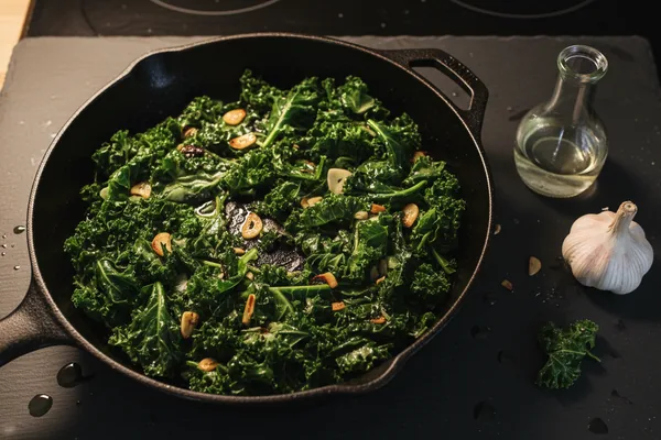 Skillet Dark Greens with Garlic and Olive Oil — Weeknight